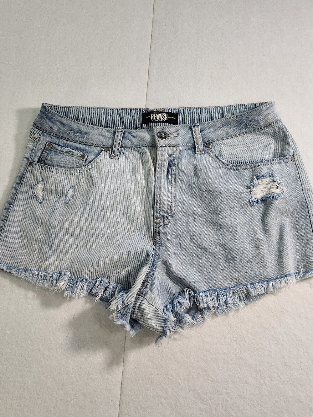 Rewash Light Blue Distressed High-Waist Denim Shorts Size 11